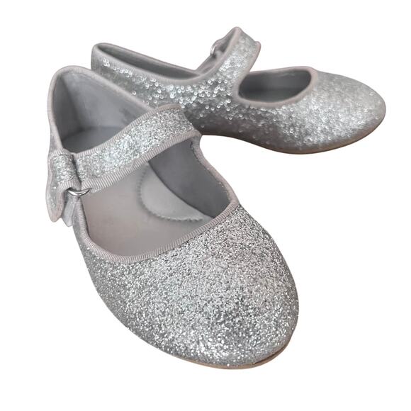 Cat & Jack Other - Cat & Jack Silver Glitter Sparkle Velcro Mary Jane Fancy Dress Shoe - Size 9